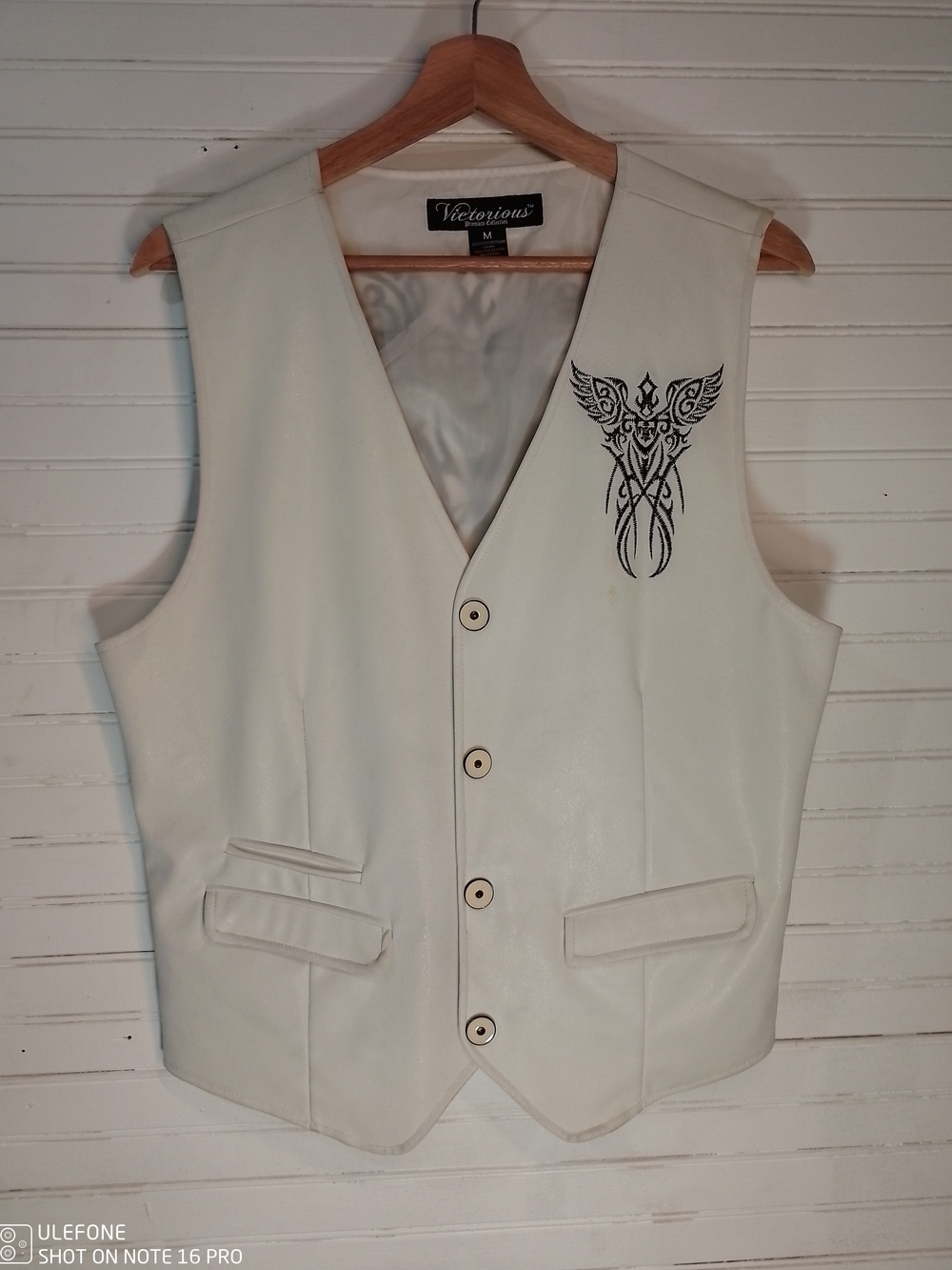 Men’s White Vest with Embroidered Design